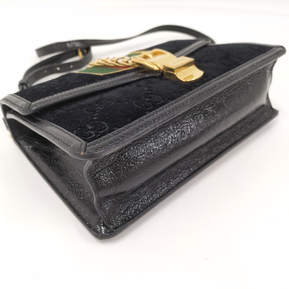 GUCCI Shoulder Bag Sherry Suede Black - Picture 5 of 10